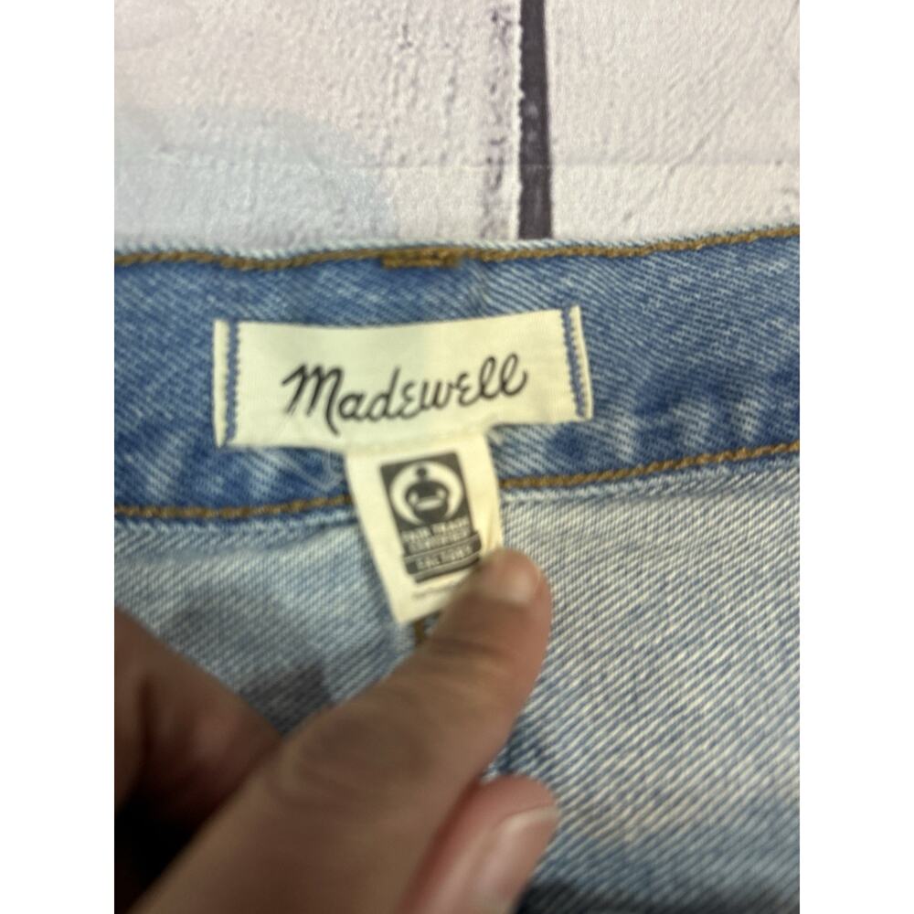 Madewell Baggy Bermuda Denim Shorts Women 30 Distressed Raw Hem High Rise - Picture 5 of 7